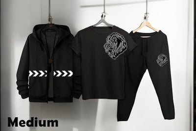 Pack of 3 Black Zipper Mix Colours T Shirts Black Zipper Black Trouser&nbsp;