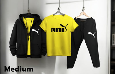Pack of 3 Black Zipper Mix Colours T Shirts Black Zipper Black Trouser&nbsp;