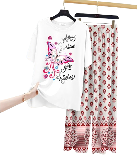 New Printed Night Suit With Printed Trousers For Women