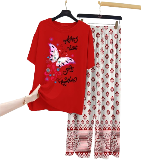 New Printed Night Suit With Printed Trousers For Women
