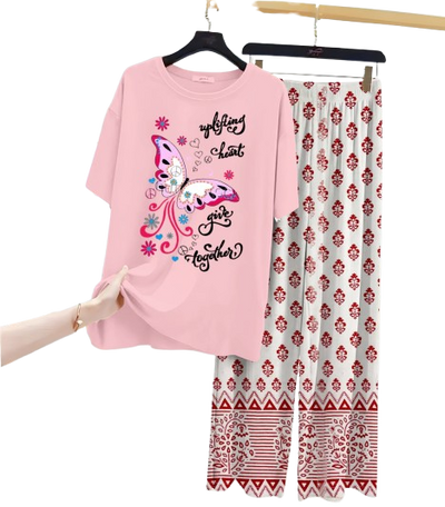 New Printed Night Suit With Printed Trousers For Women
