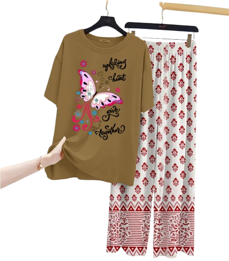 New Printed Night Suit With Printed Trousers For Women