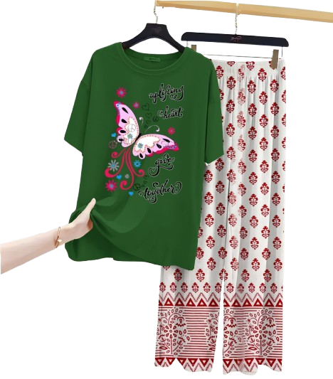 New Printed Night Suit With Printed Trousers For Women