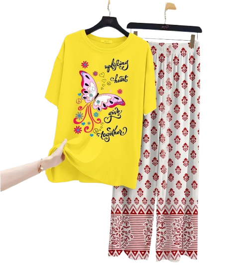 New Printed Night Suit With Printed Trousers For Women